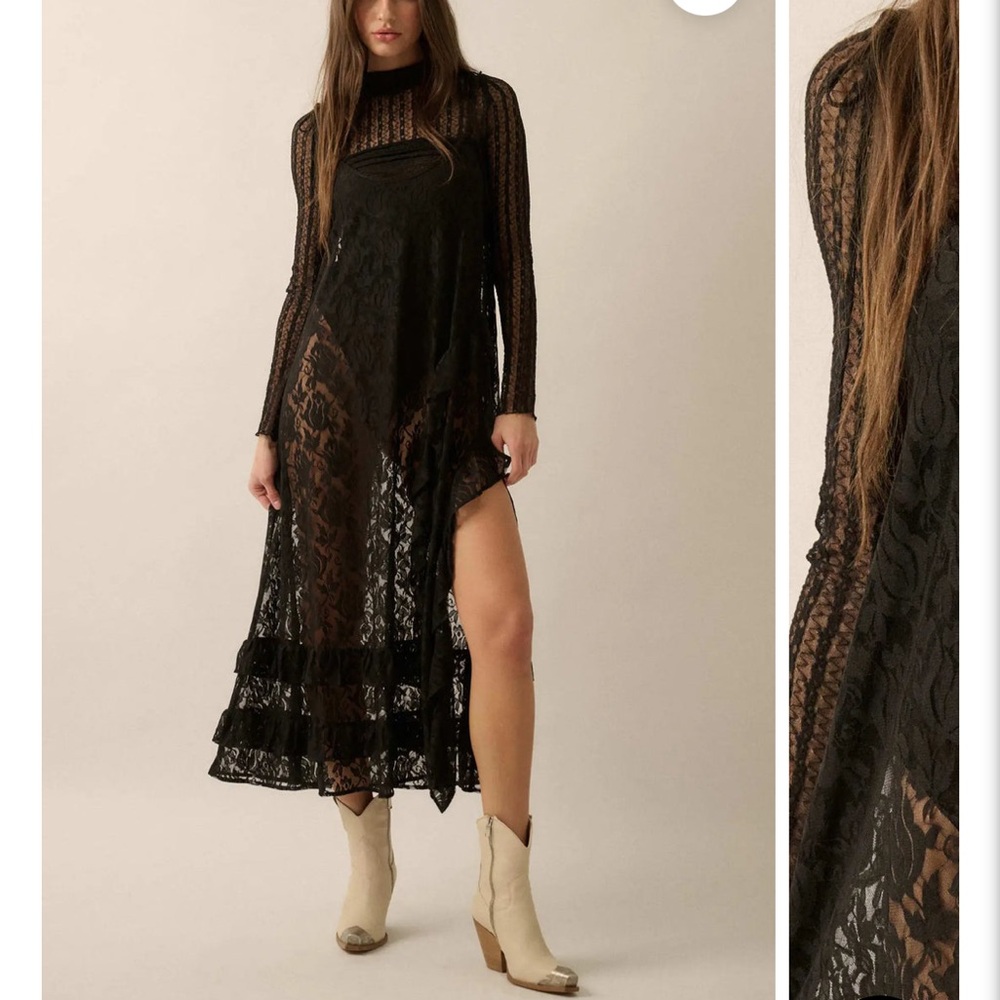 Elegant Black Lace Maxi Dress